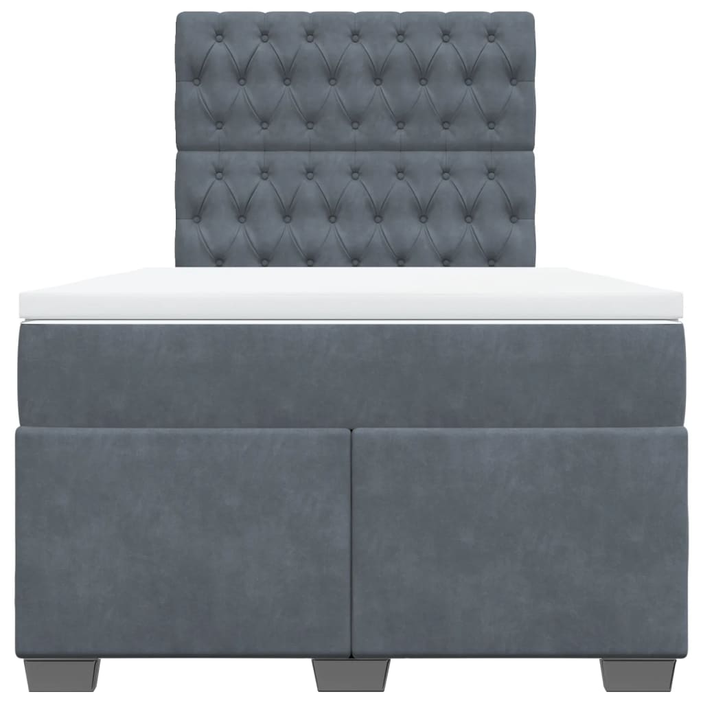 Box spring krevet s madracem tamnosivi 120 x 200 cm baršunasti