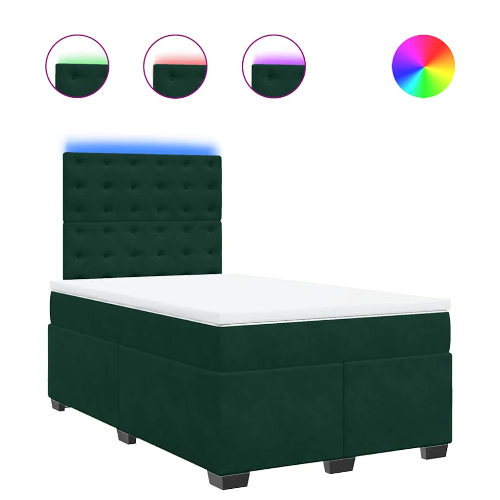 Box spring krevet s madracem tamnozeleni 120x200 cm baršunasti