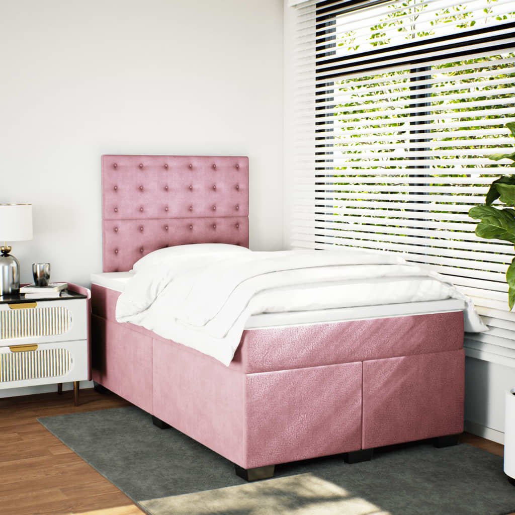 Box spring krevet s madracem ružičasti 120 x 200 cm baršunasti