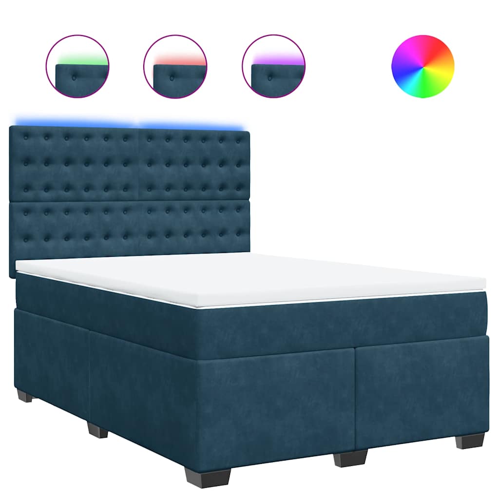 Krevet box spring s madracem plavi 160 x 200 cm baršunasti