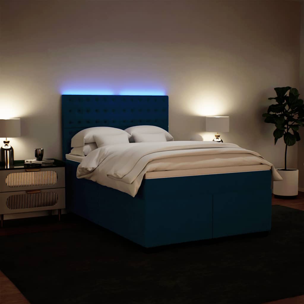 Krevet box spring s madracem plavi 160 x 200 cm baršunasti