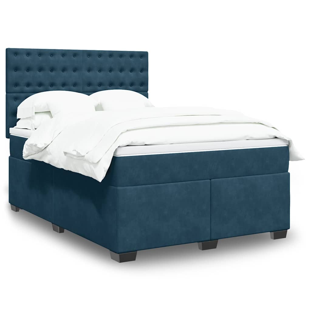 Krevet box spring s madracem plavi 160 x 200 cm baršunasti