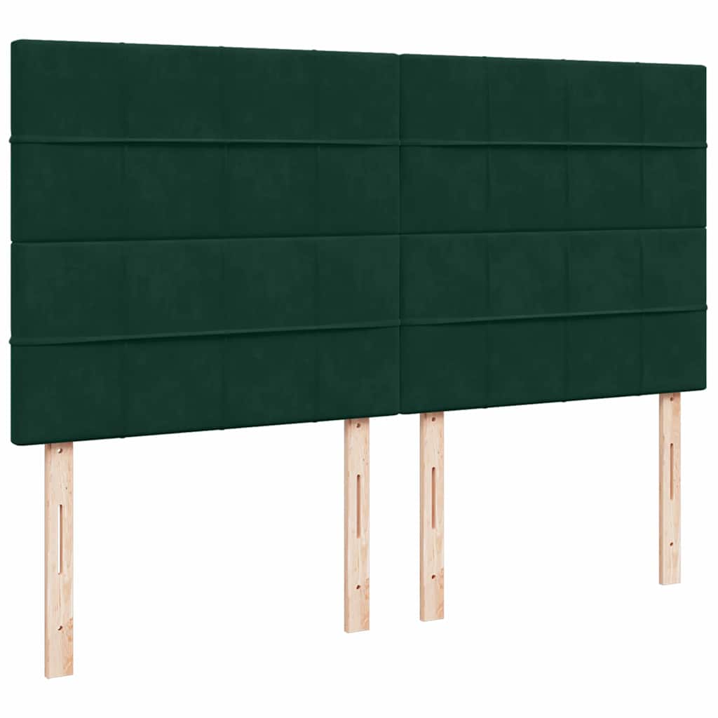 Krevet s oprugama i madracem tamnozeleni 200x200 cm baršunasti
