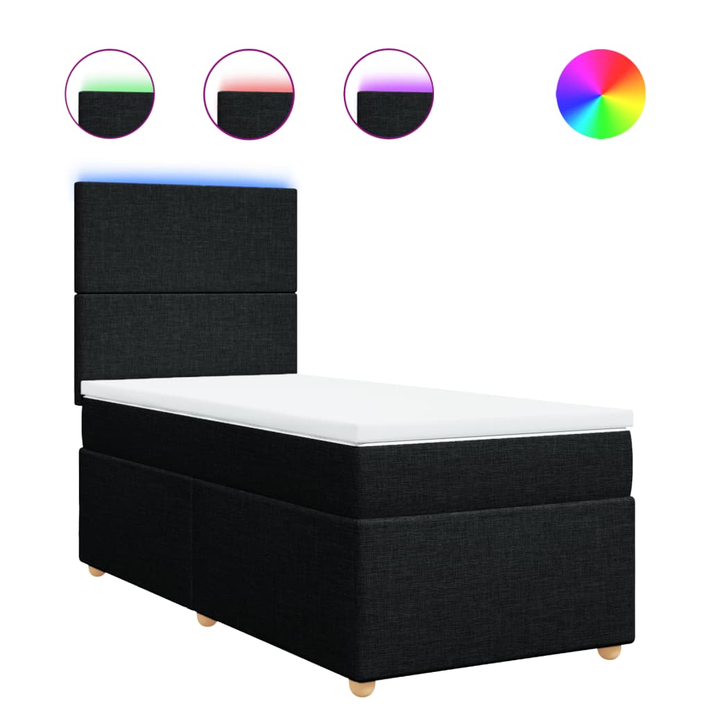 Box spring krevet s madracem crni 90x190 cm od tkanine