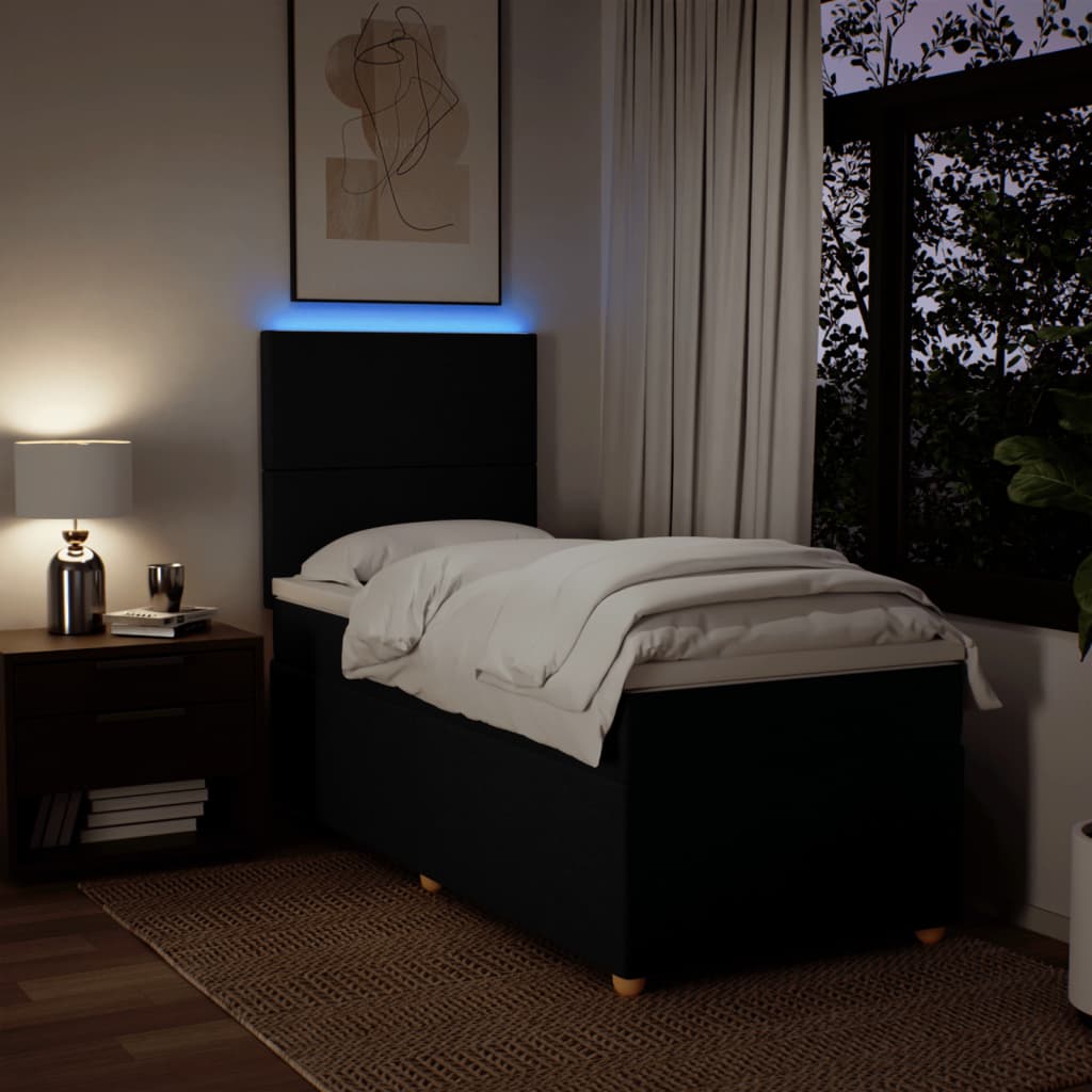 Box spring krevet s madracem crni 90x190 cm od tkanine