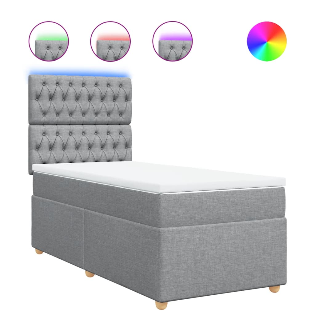 Box spring krevet s madracem svjetlosivi 90x190 cm od tkanine