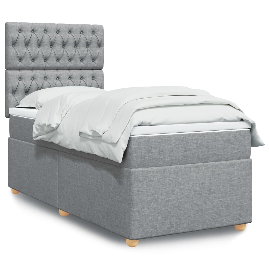 Box spring krevet s madracem svjetlosivi 90x190 cm od tkanine