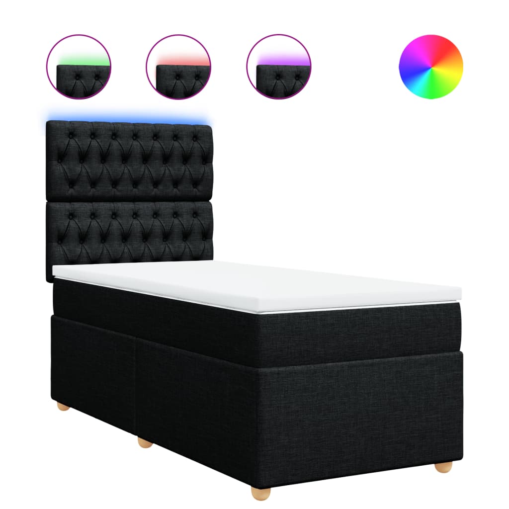 Box spring krevet s madracem crni 90x190 cm od tkanine