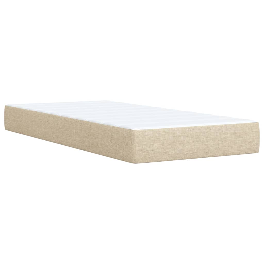 Krevet s oprugama i madracem krem 90 x 200 cm od tkanine