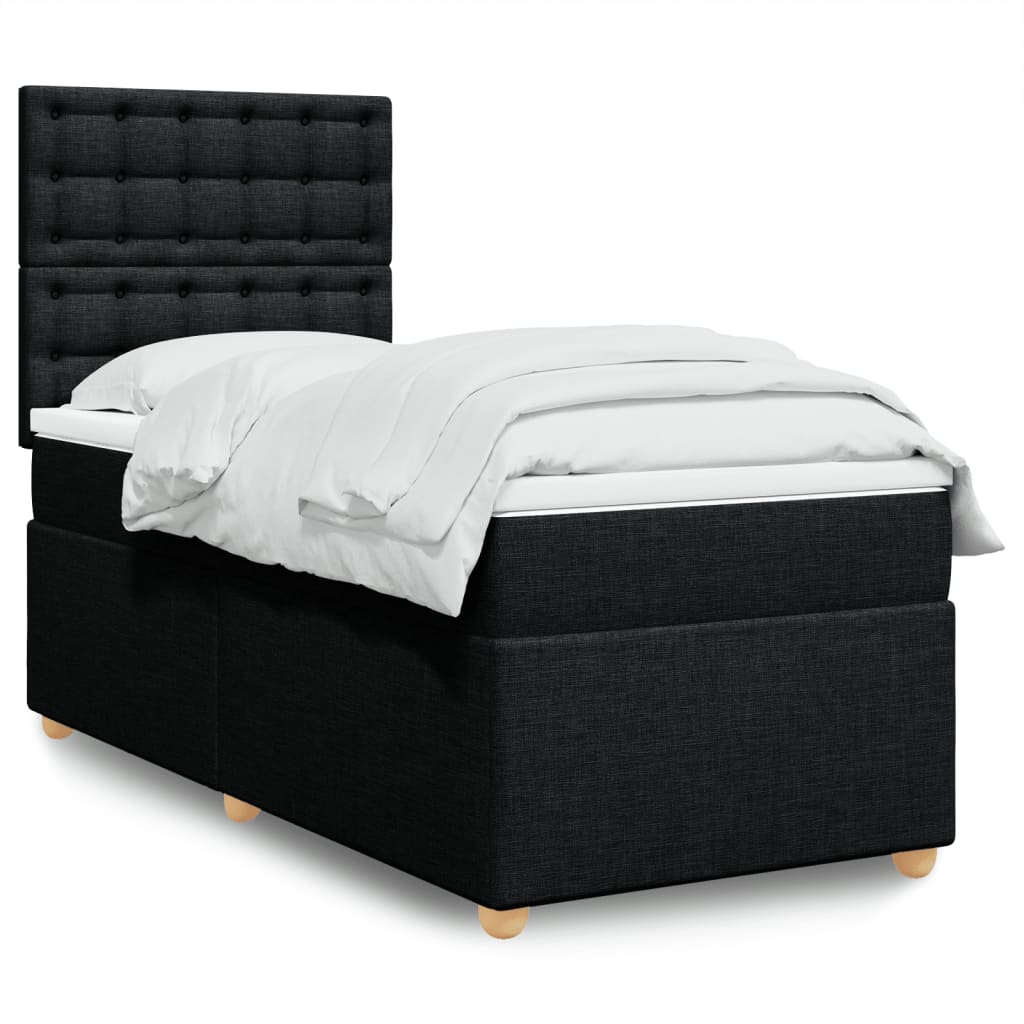 Krevet s oprugama i madracem crni 90x200 cm od tkanine