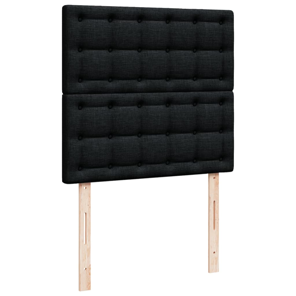 Krevet s oprugama i madracem crni 100 x 200 cm od tkanine
