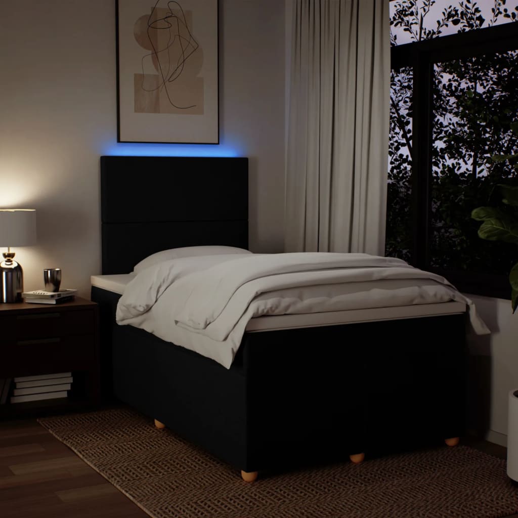 Krevet box spring s madracem crni 120 x 190 cm od tkanine