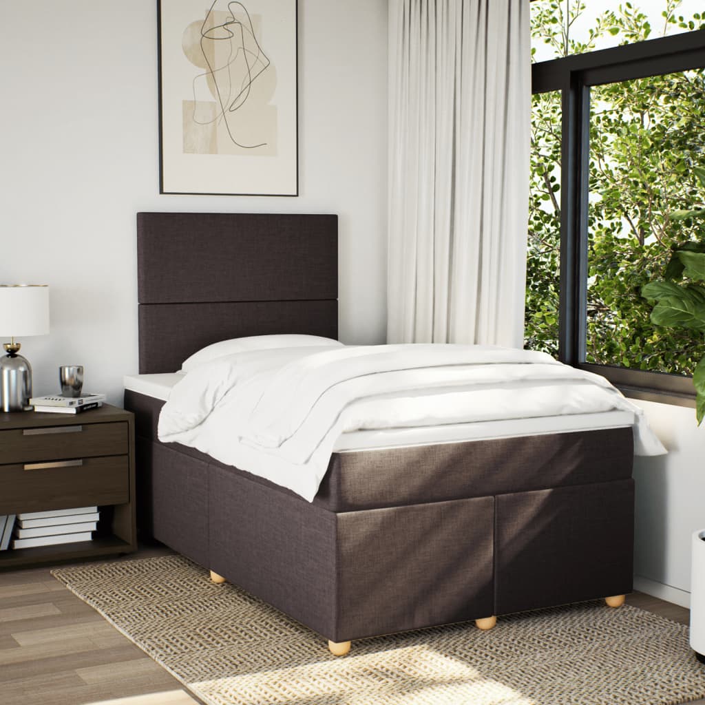 Krevet box spring s madracem tamnosmeđi 120 x 190 cm od tkanine