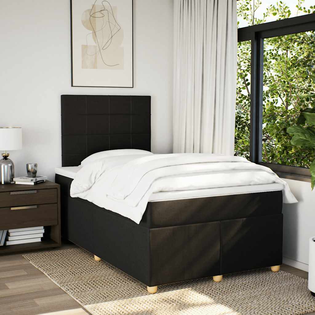Krevet box spring s madracem crni 120 x 190 cm od tkanine