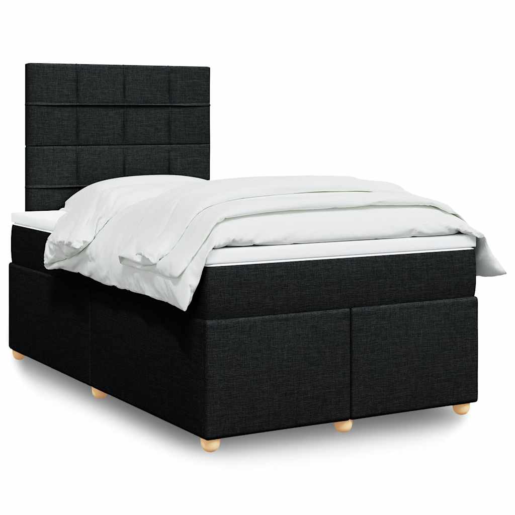 Krevet box spring s madracem crni 120 x 190 cm od tkanine