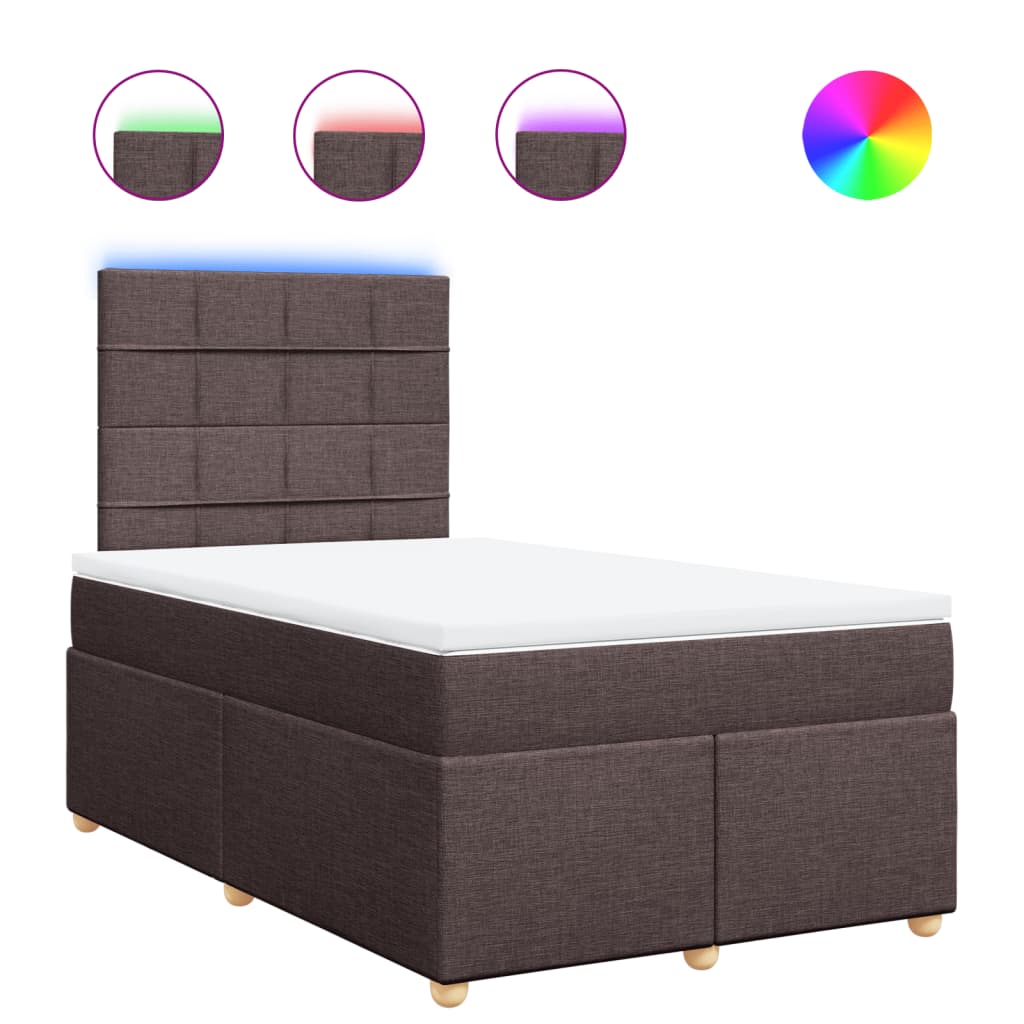 Krevet box spring s madracem tamnosmeđi 120 x 190 cm od tkanine