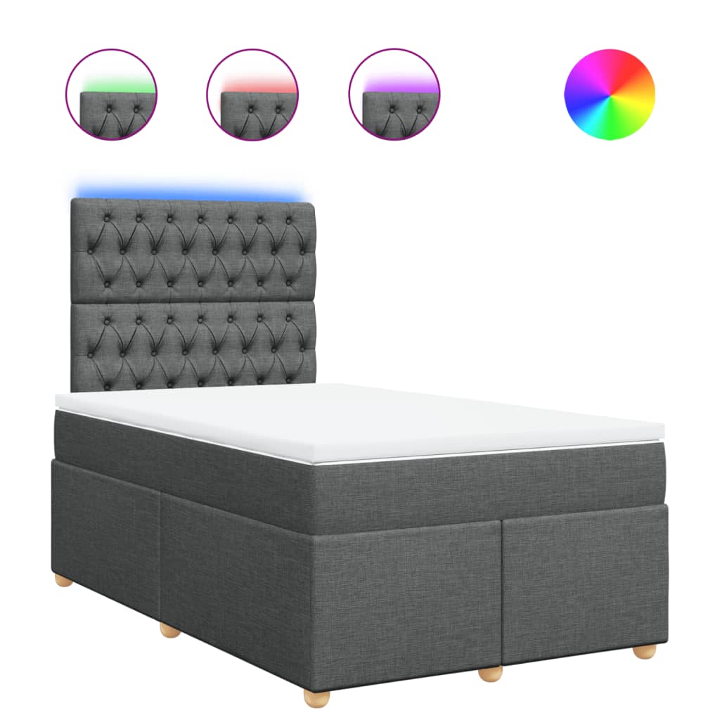 Krevet box spring s madracem tamnosivi 120 x 190 cm tkanina