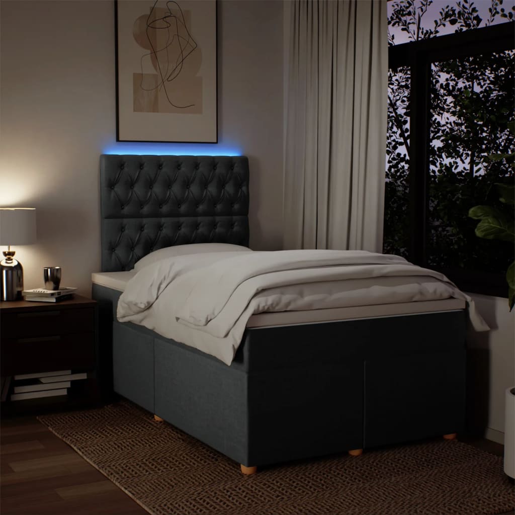 Krevet box spring s madracem tamnosivi 120 x 190 cm tkanina