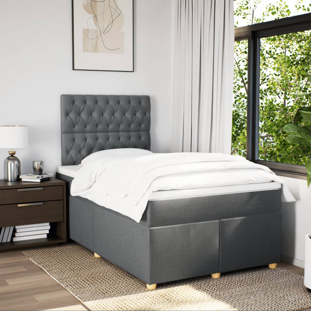 Krevet box spring s madracem tamnosivi 120 x 190 cm tkanina