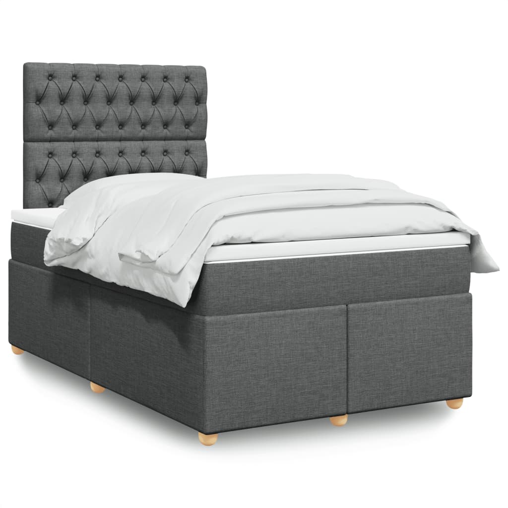 Krevet box spring s madracem tamnosivi 120 x 190 cm tkanina