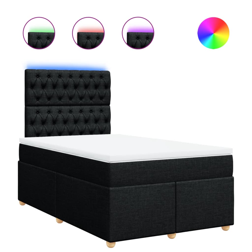 Krevet box spring s madracem crni 120 x 190 cm od tkanine
