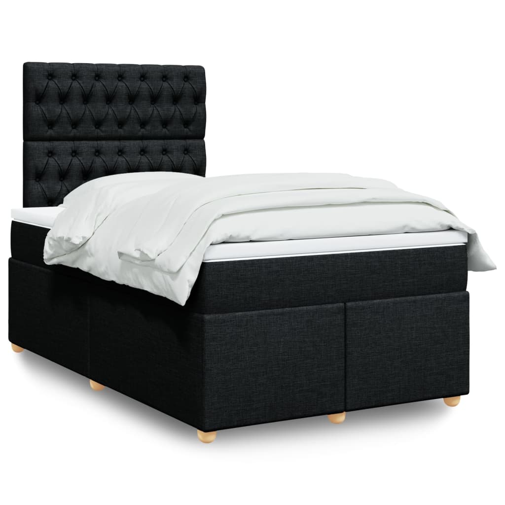 Krevet box spring s madracem crni 120 x 190 cm od tkanine