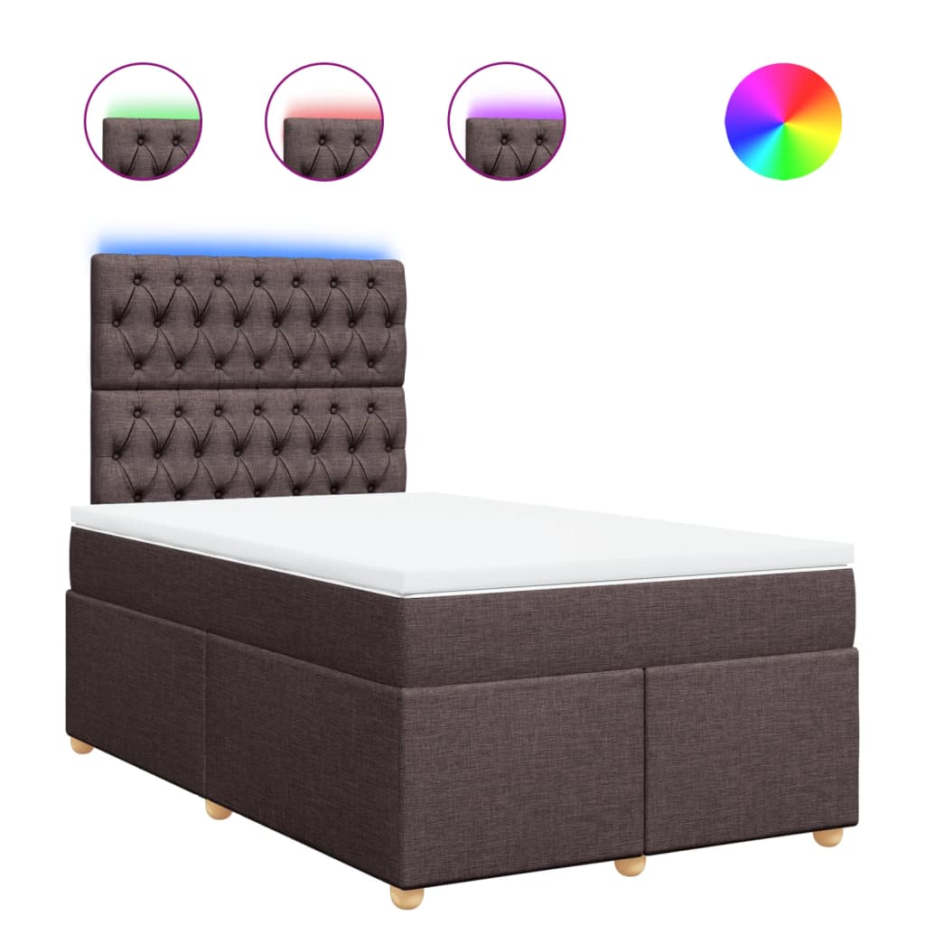 Krevet box spring s madracem tamnosmeđi 120 x 190 cm od tkanine