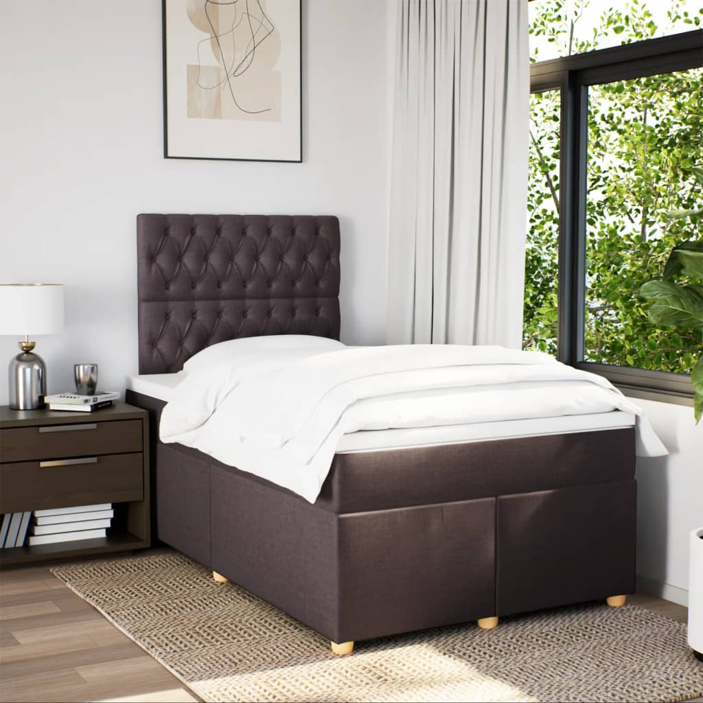 Krevet box spring s madracem tamnosmeđi 120 x 190 cm od tkanine