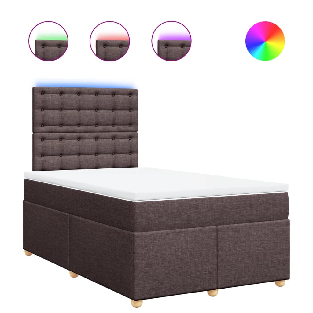 Krevet box spring s madracem tamnosmeđi 120 x 190 cm od tkanine