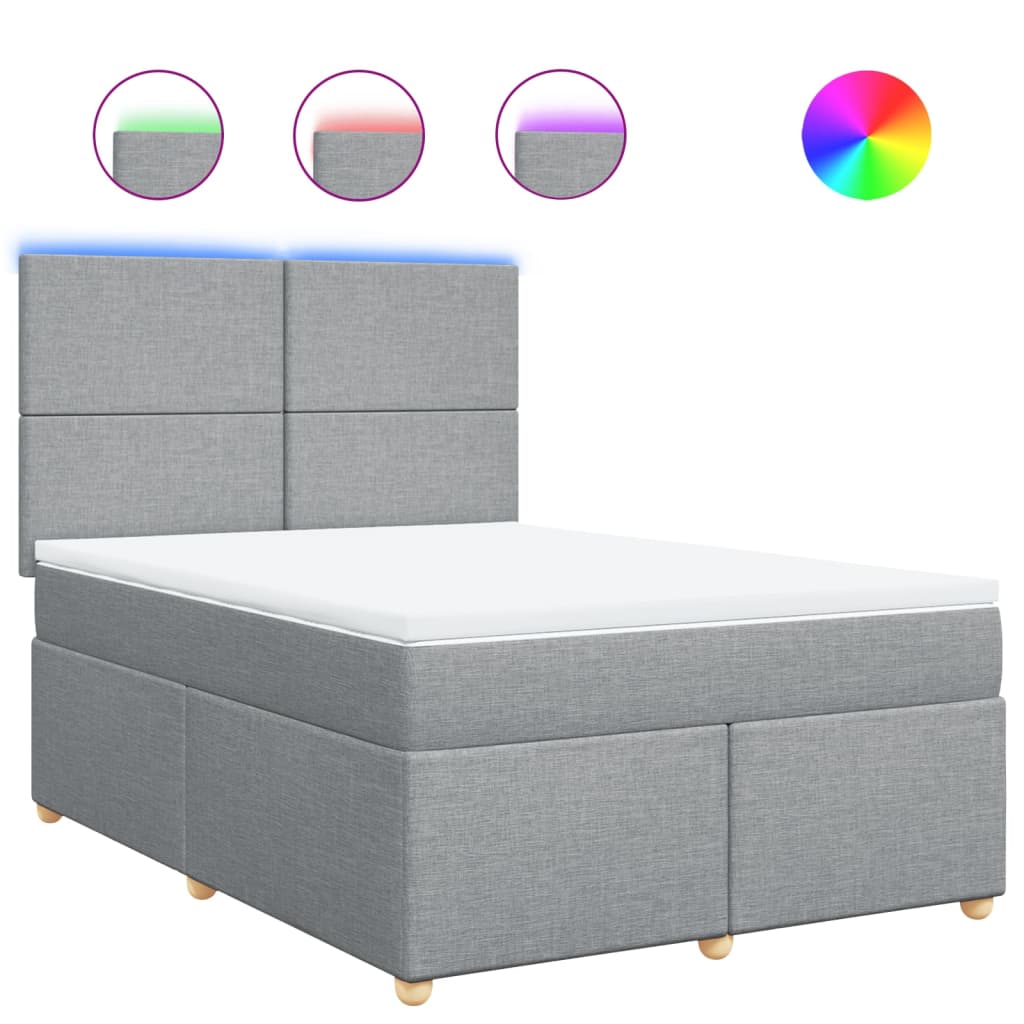 Krevet s oprugama i madracem svjetlosivi 140x190 cm od tkanine