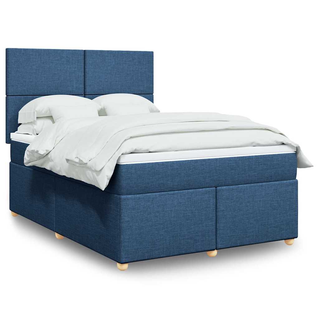 Krevet s oprugama i madracem plavi 140 x 190 cm od tkanine