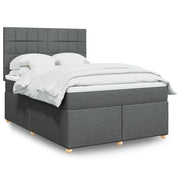 Krevet s oprugama i madracem tamnosivi 140x190 cm od tkanine