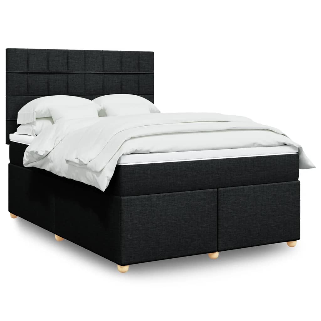 Krevet s oprugama i madracem crni 140 x 190 cm od tkanine
