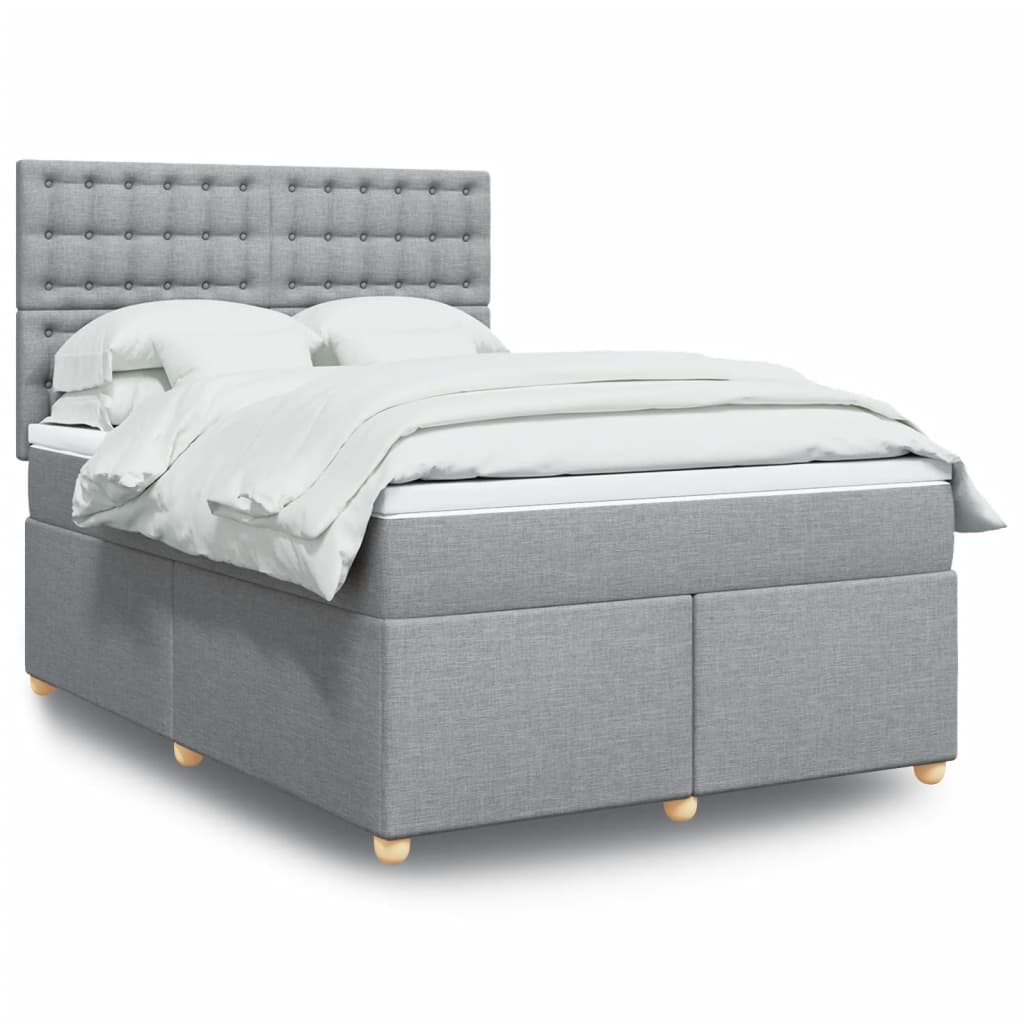 Krevet s oprugama i madracem svjetlosivi 140x190 cm od tkanine