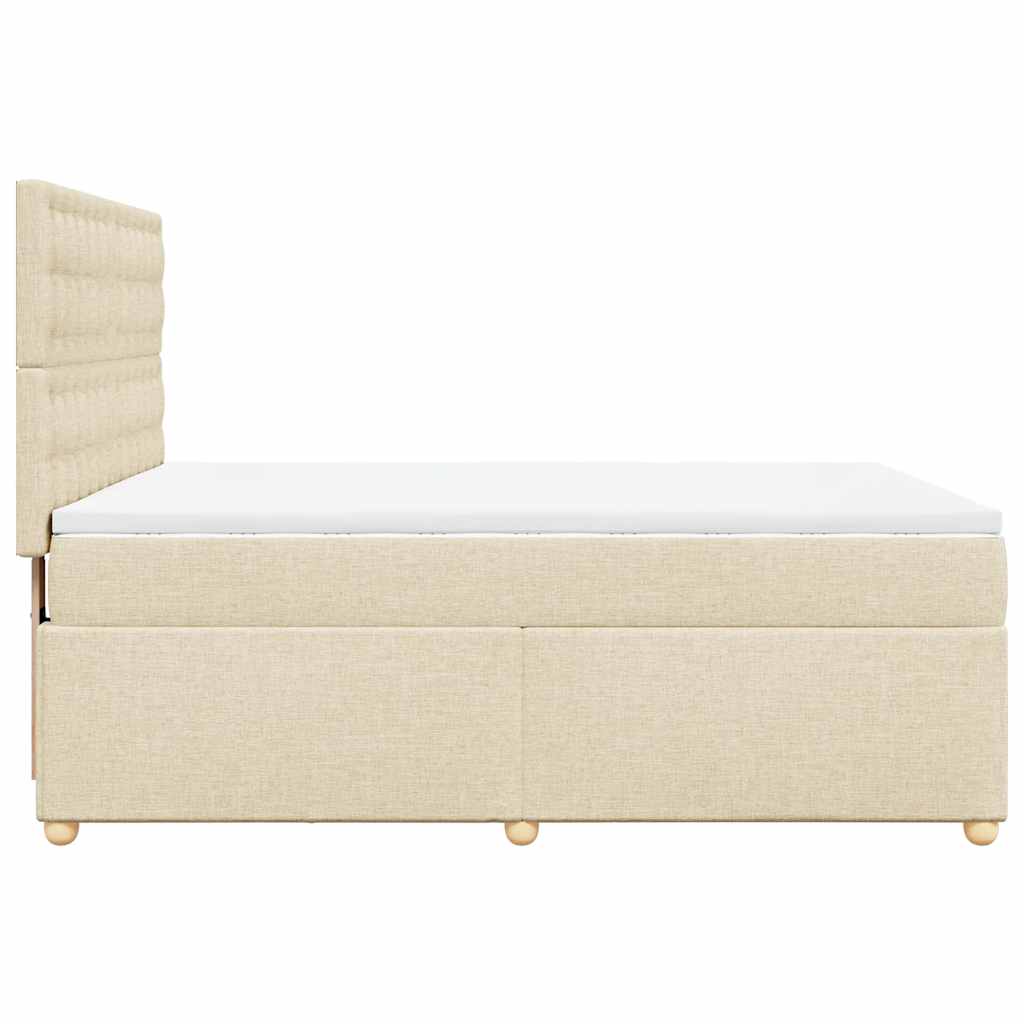 Krevet s oprugama i madracem krem 140 x 190 cm od tkanine
