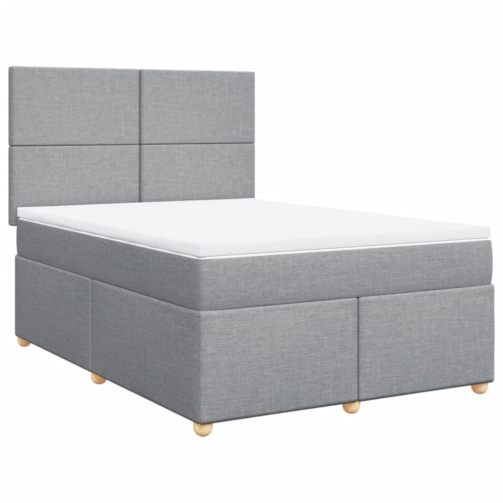 Krevet box spring s madracem svjetlosivi 140x200 cm od tkanine