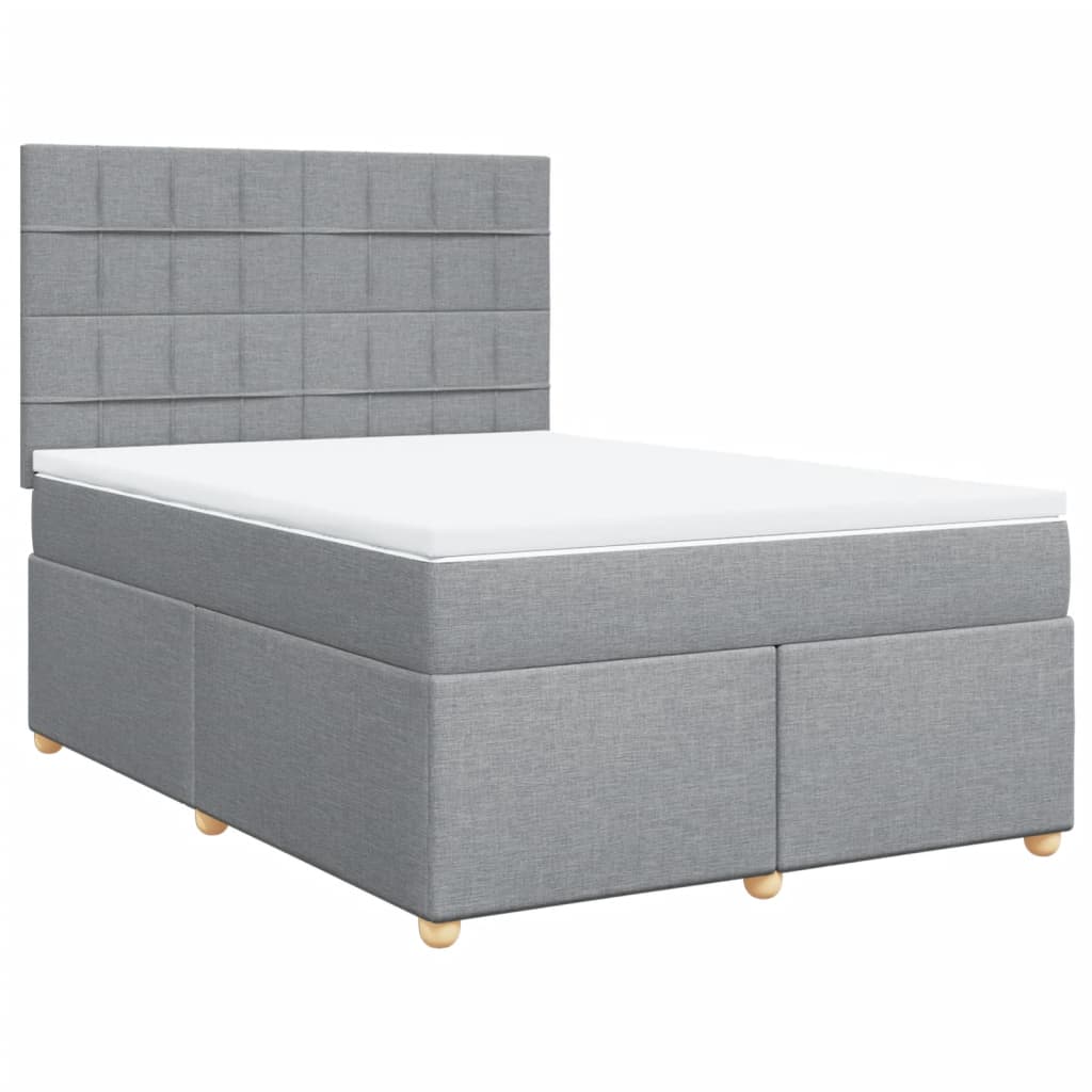 Krevet box spring s madracem svjetlosivi 140x200 cm od tkanine