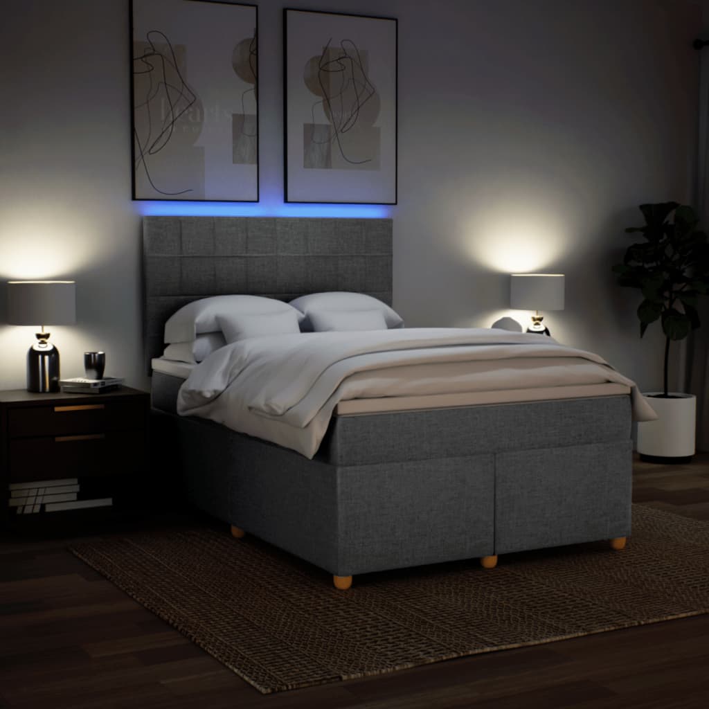 Krevet box spring s madracem svjetlosivi 140x200 cm od tkanine