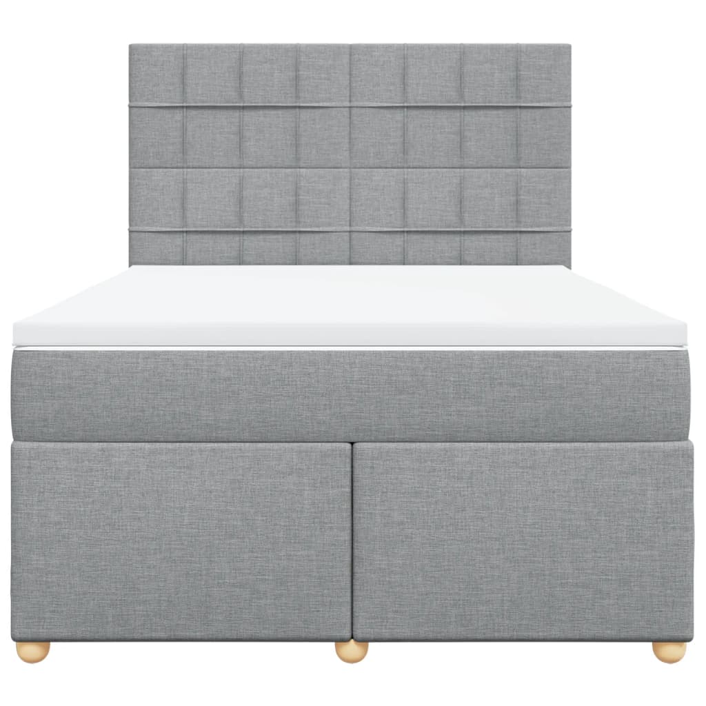 Krevet box spring s madracem svjetlosivi 140x200 cm od tkanine