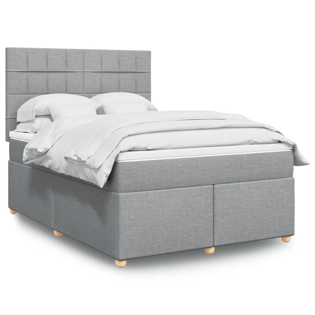 Krevet box spring s madracem svjetlosivi 140x200 cm od tkanine