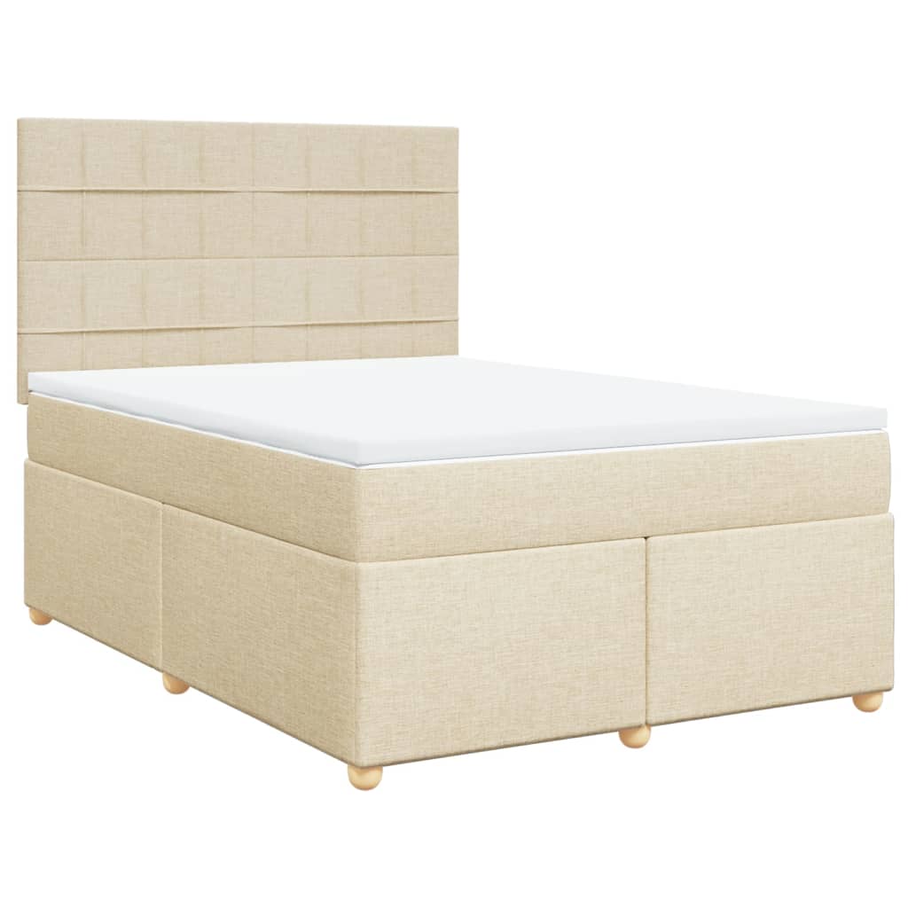 Krevet s oprugama i madracem krem 140x200 cm od tkanine