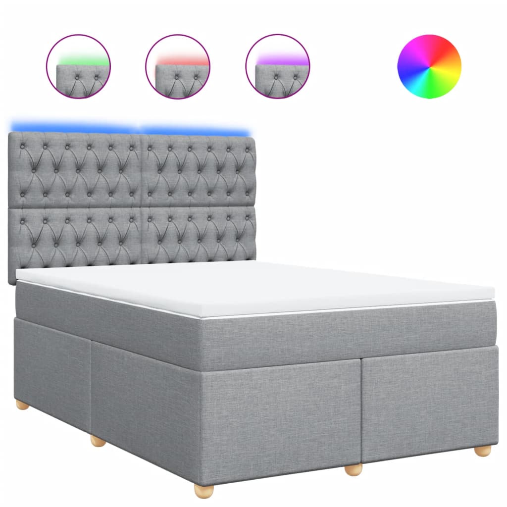 Krevet box spring s madracem svjetlosivi 140x200 cm od tkanine