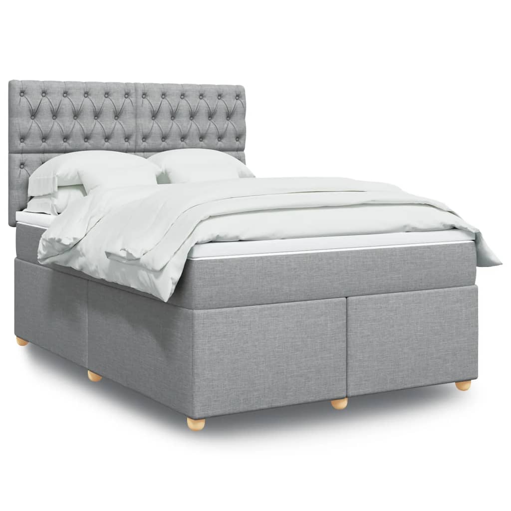 Krevet box spring s madracem svjetlosivi 140x200 cm od tkanine