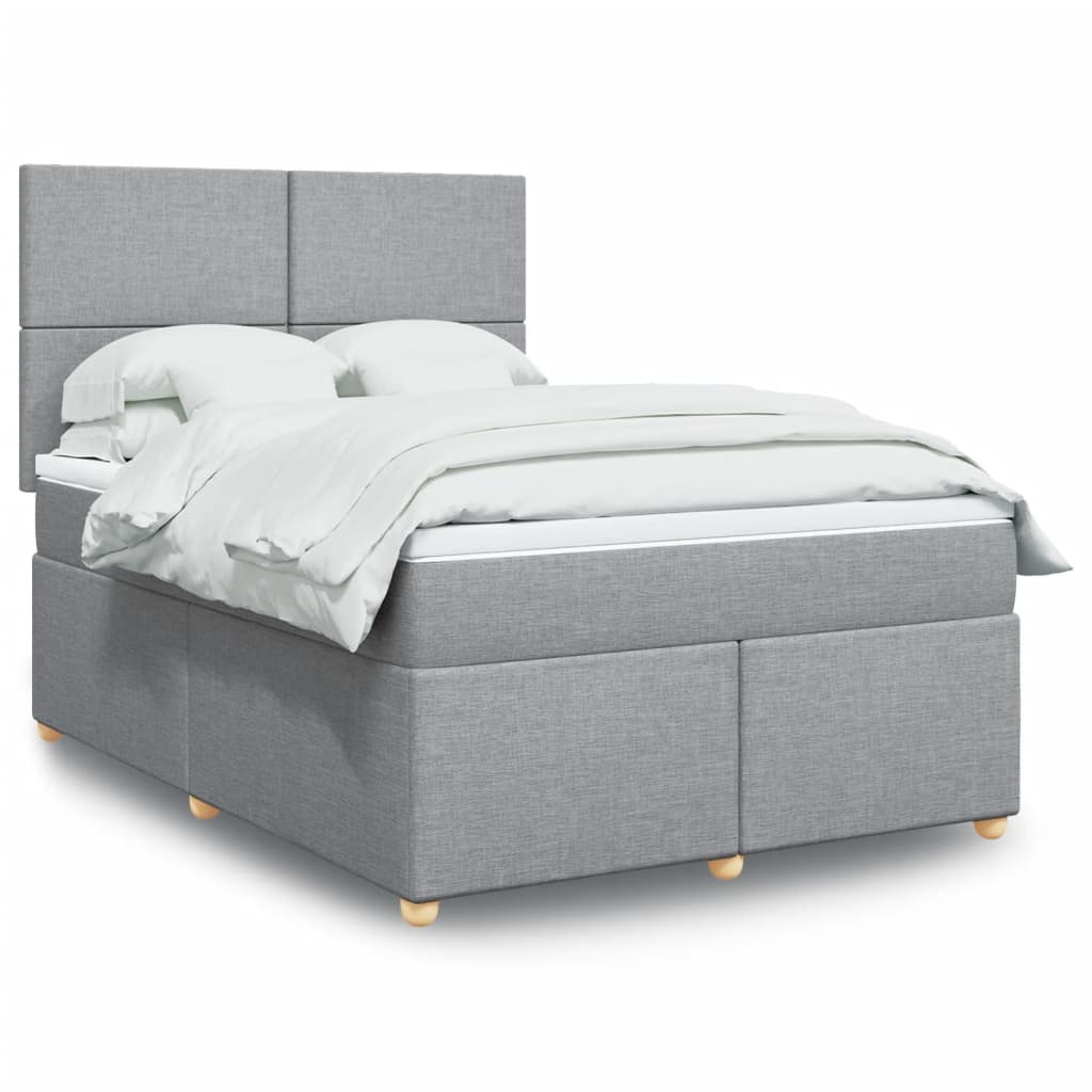 Krevet box spring s madracem svjetlosiva 160x200 cm tkanina