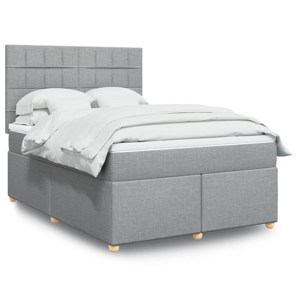 Krevet box spring s madracem svjetlosiva 160x200 cm tkanina