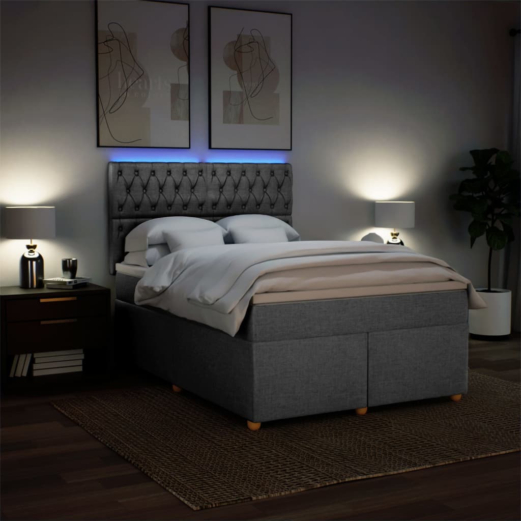 Krevet box spring s madracem svjetlosiva 160x200 cm tkanina