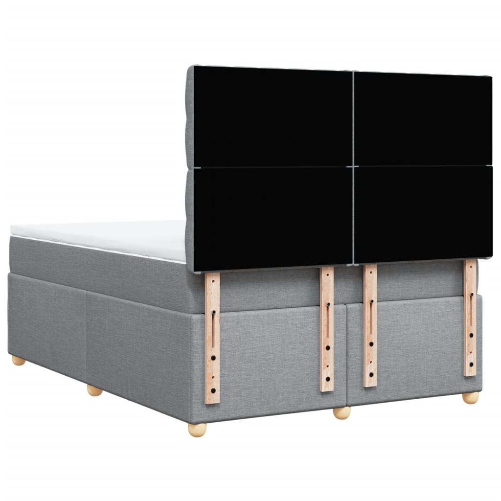 Krevet box spring s madracem svjetlosiva 160x200 cm tkanina