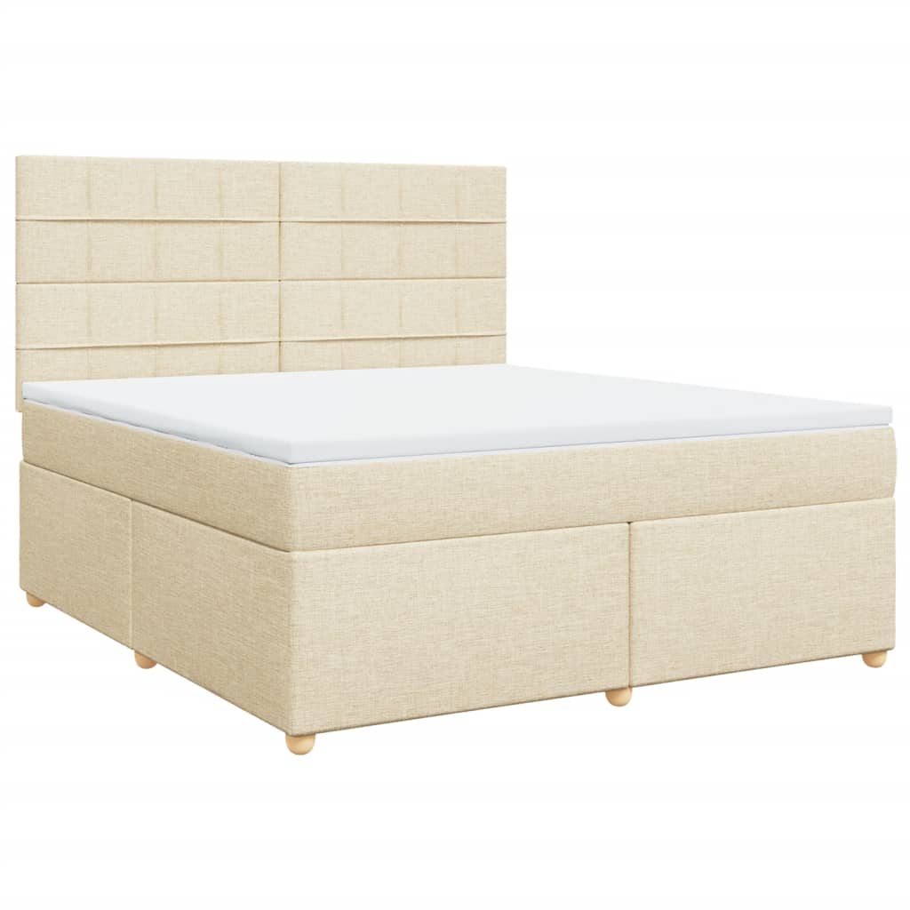 Krevet s oprugama i madracem krem 180x200 cm od tkanine