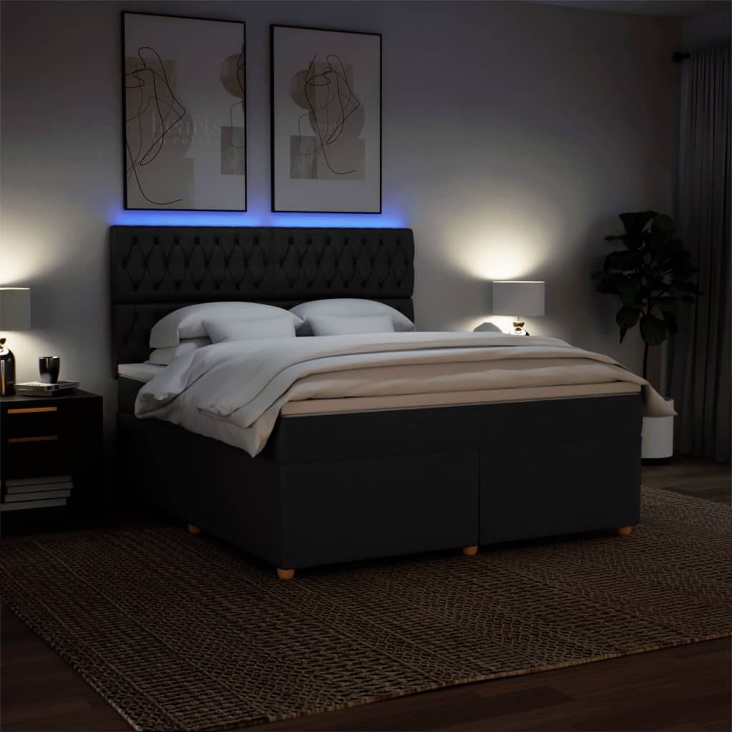 Krevet s oprugama i madracem crni 180x200 cm od tkanine