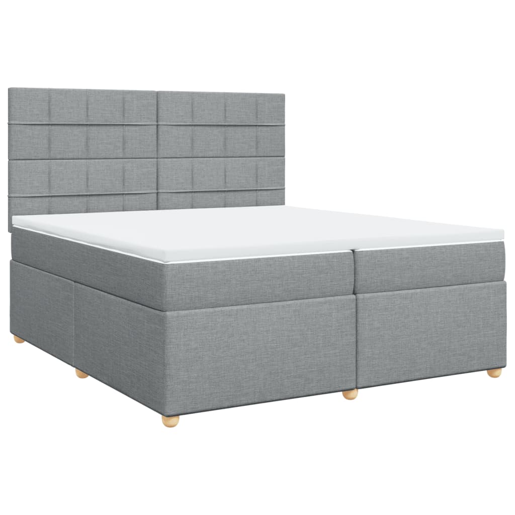 Krevet s oprugama i madracem svjetlosivi 200 x 200cm od tkanine